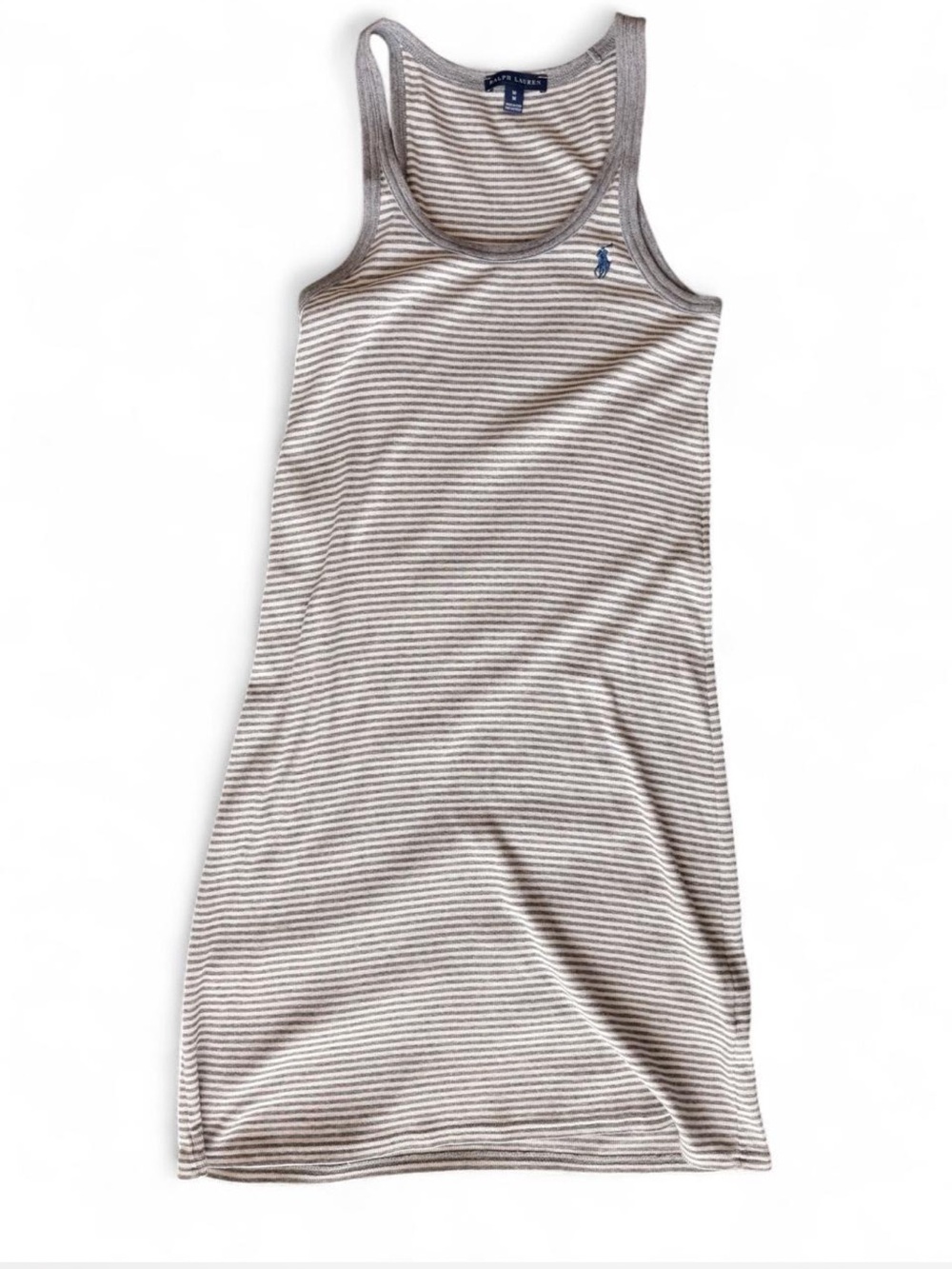 Ralph Lauren Gray & White Striped Tank Top Dress